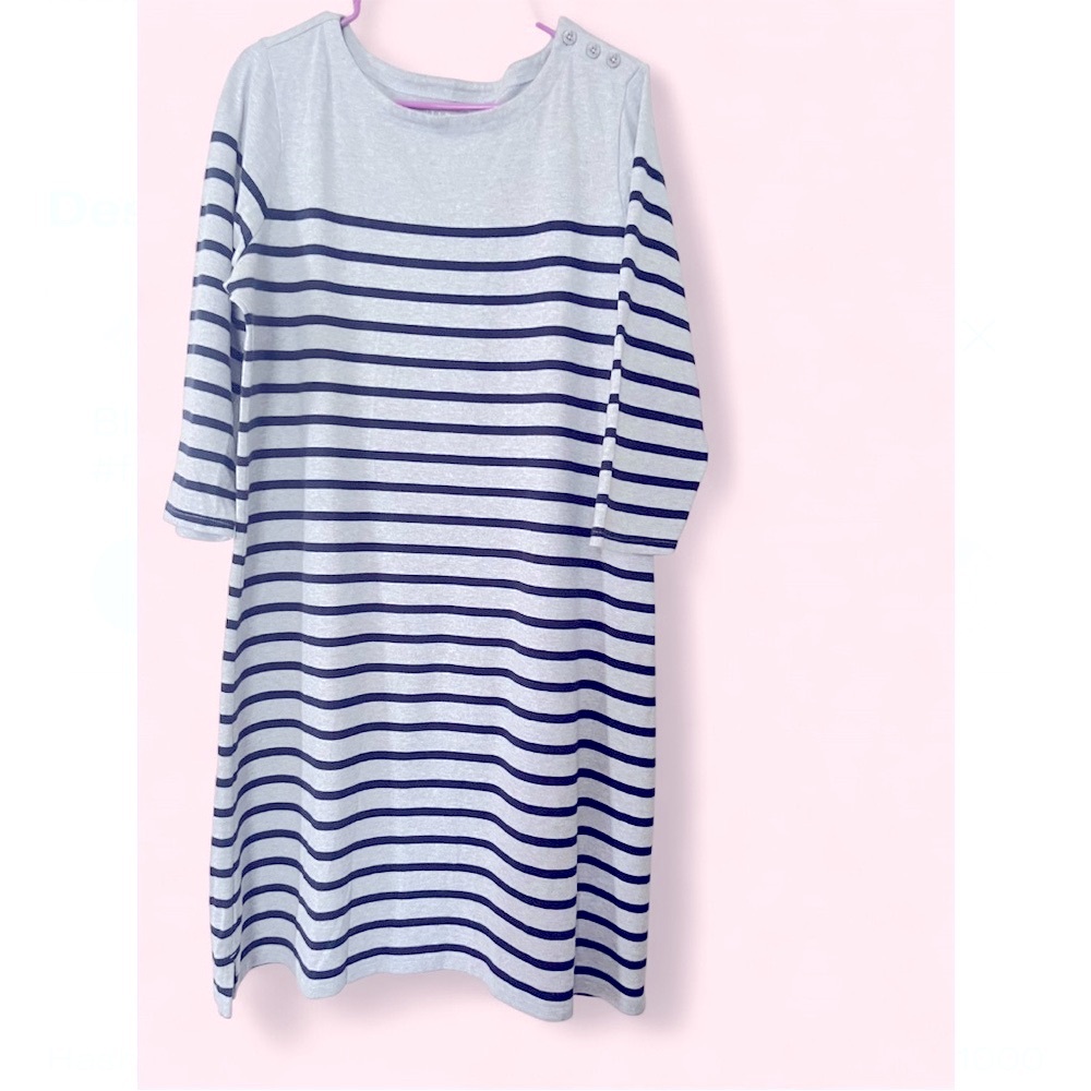 L.L. Bean Gray and Black Striped Kids Dress